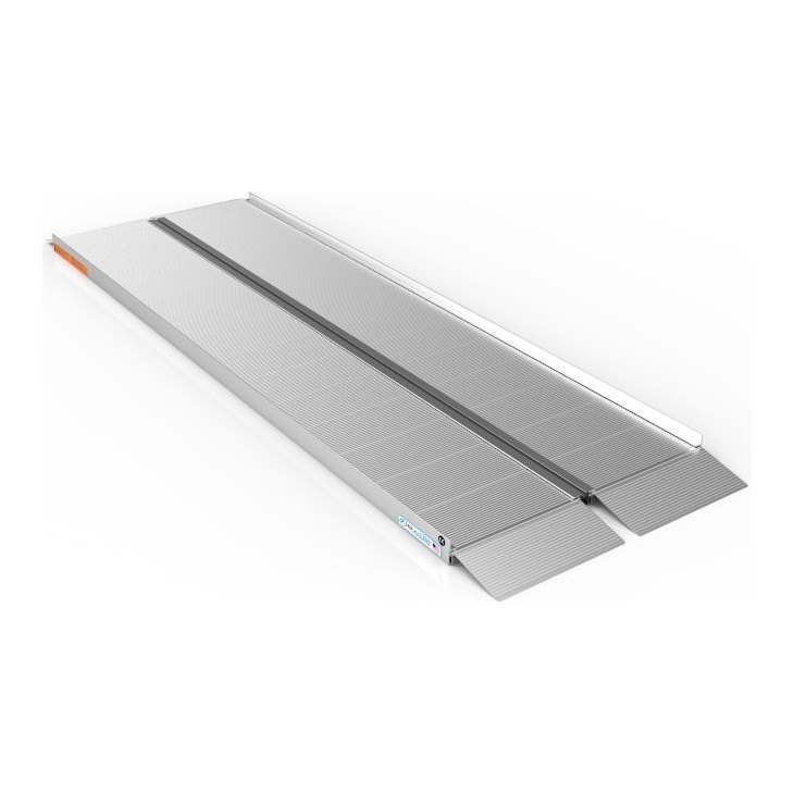 Studio view of the 8 ft EZ-ACCESS SUITCASE extruded singlefold ramp laid open