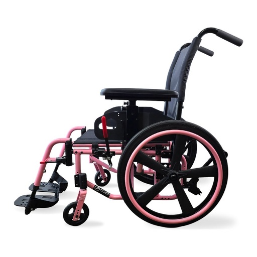 Galaxy Lite wheelchair seen from behind, showing the push handles, back canes and rear wheel