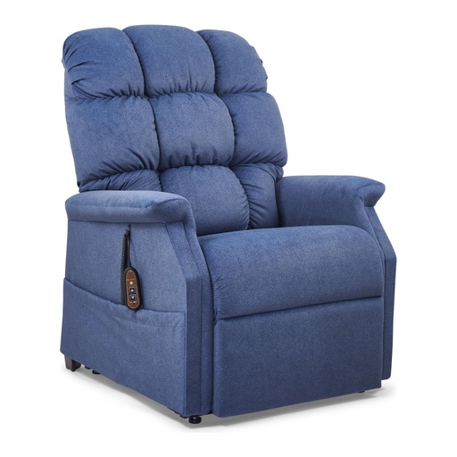Golden Cambridge PR-401 in blue tufted fabric, three-quarter view