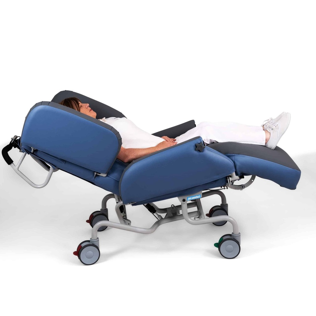 K-Care Air Comfort Chair reclined, with the leg rest out