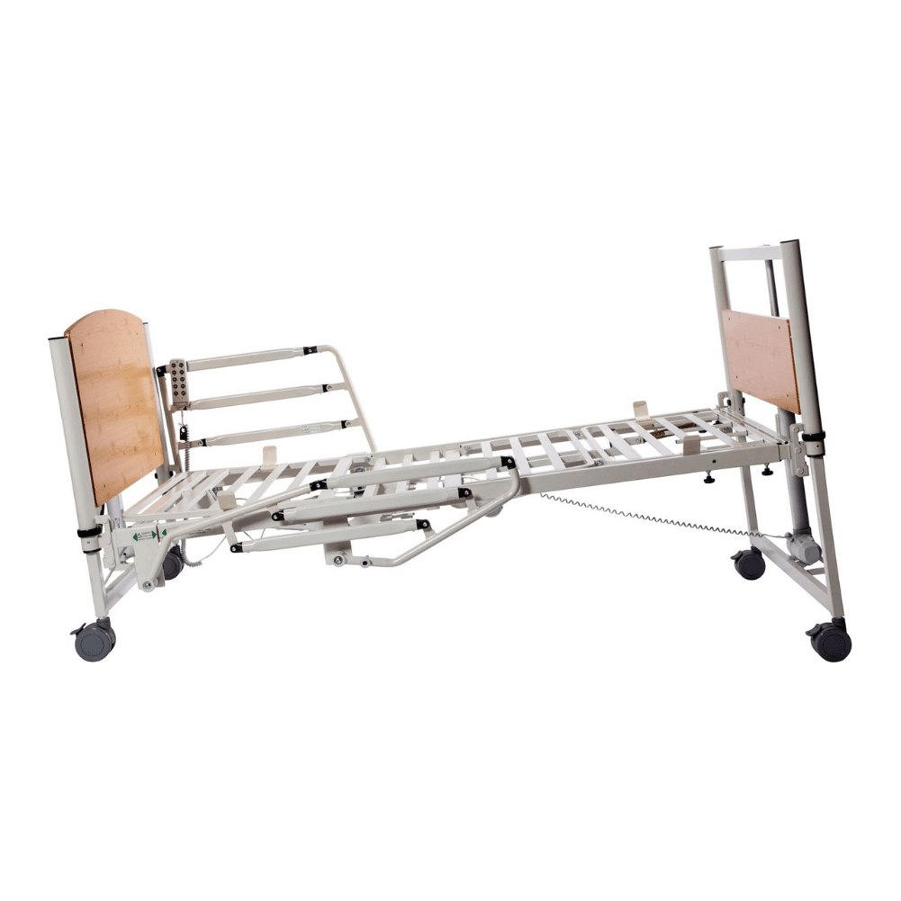 Side view of a Harmony 8199 homecare bed with the deck bare