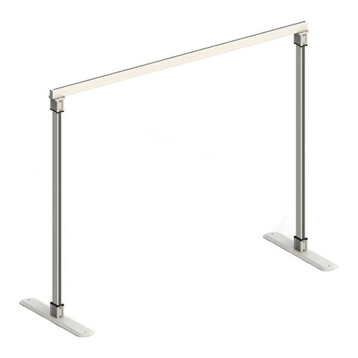Bare Savaria frame with two posts, one rail, and flat feet, shown with no motor fitted