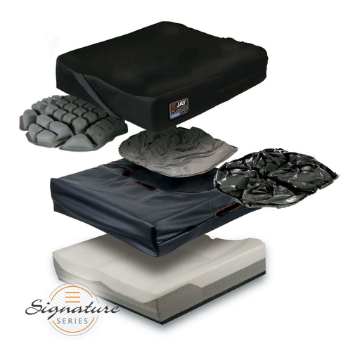 JAY Fusion family illustration with foam base, covers and alternative fluid and air inserts