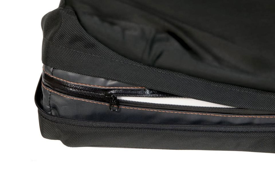 JAY Fusion corner close up: outer cover handle above the inner cover zip