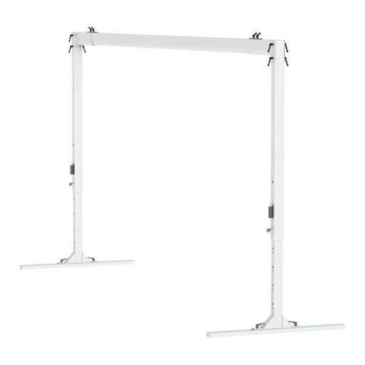 White FlexiRail freestanding frame set over a bed in a bedroom