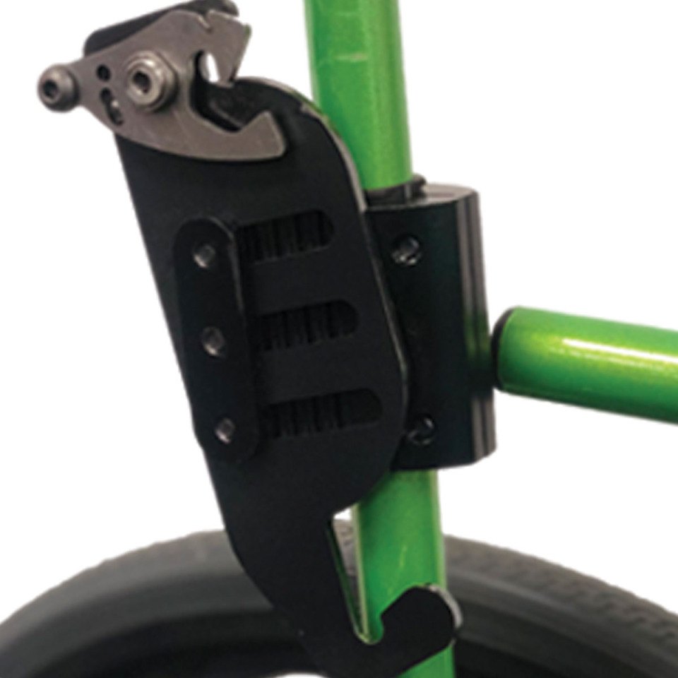 Fusion 1 mounting bracket and clamp on a round wheelchair back post
