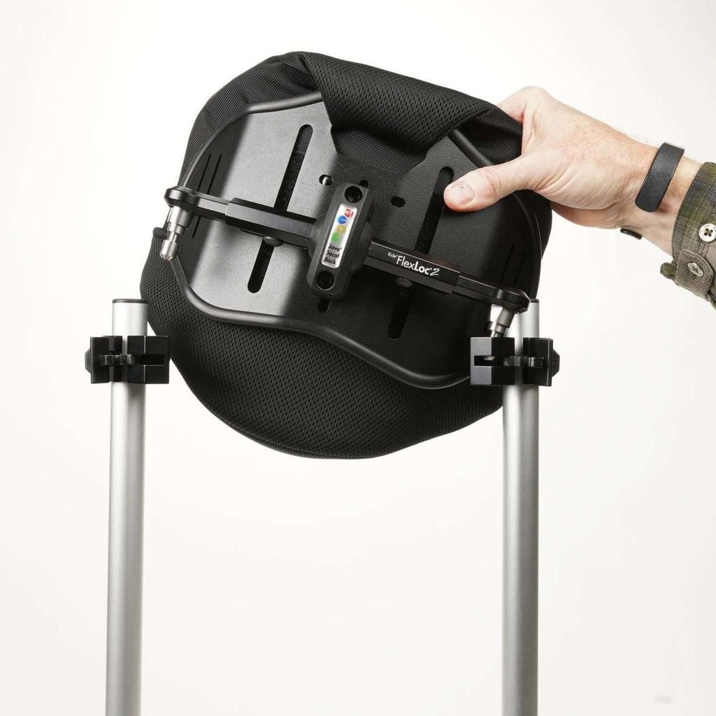 FlexLoc 2 quick-release mount being released on a Ride Designs Java Decaf back