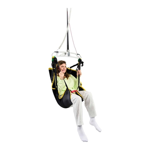 In-Situ deluxe leg sling in use on a lift bar, three-quarter view of the leg sections and loops