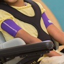 Side cutouts of the JAY Contour anterior trunk support worn over a yellow shirt