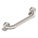 12 in knurled stainless grab bar with round flanges, on white