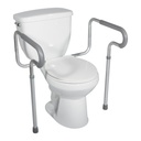 RTL12000 frame with grey pads fitted around a toilet, three-quarter view