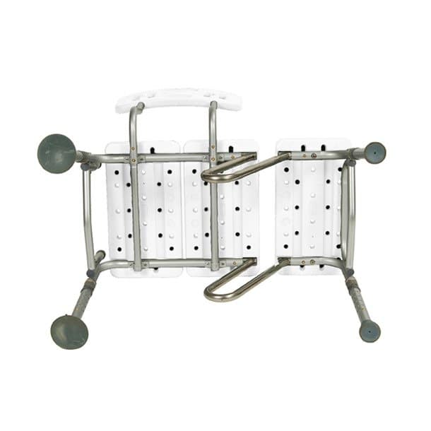 Underside of the bench showing suction-cup feet and the drain holes