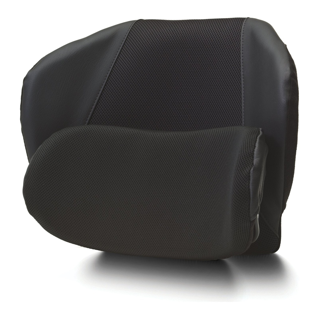 Matrx MX2 back with the sacral pad in front, black mesh centre and leatherette sides