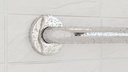 Water droplets on the polished chrome rail and round flange