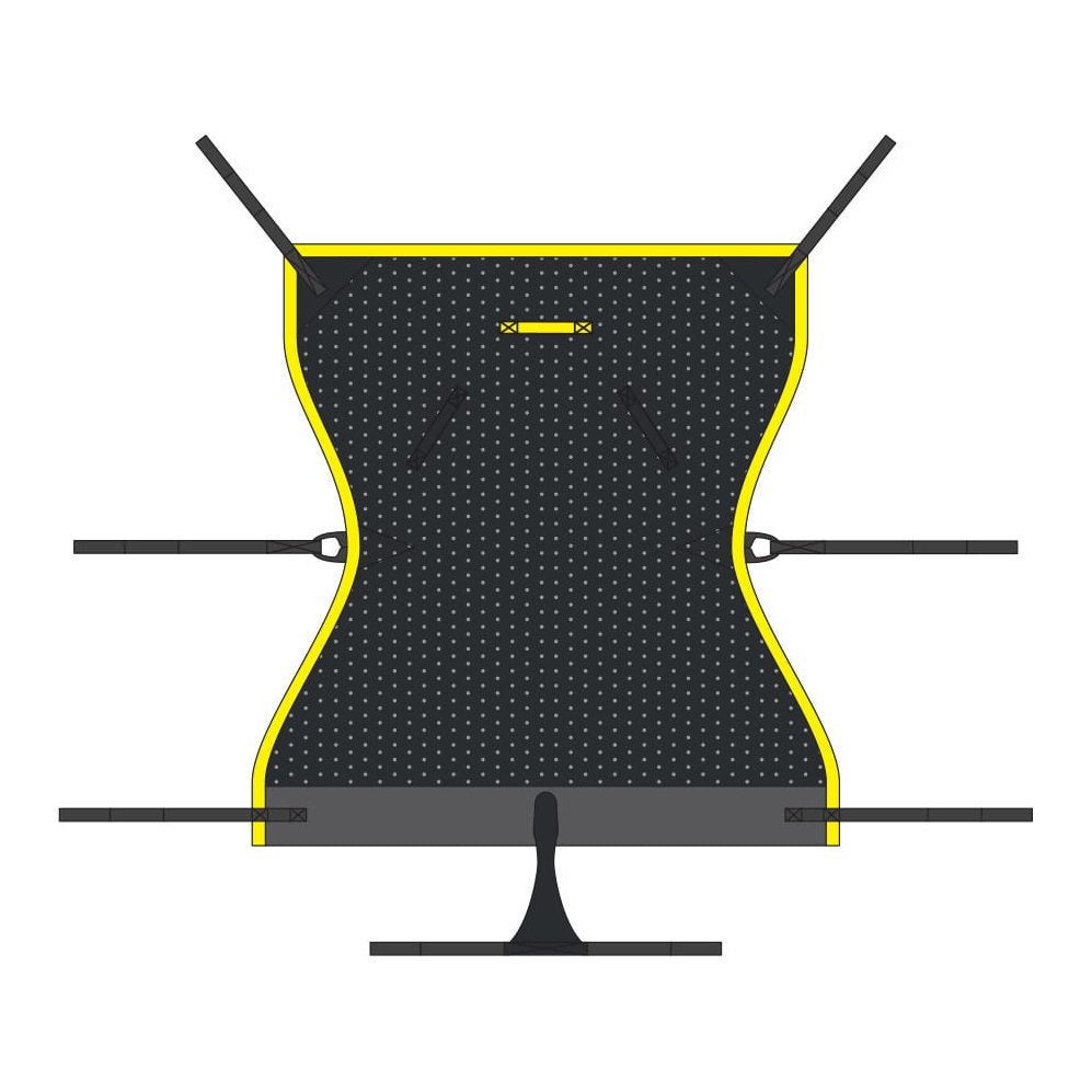 In-Situ Recline sling laid flat, with shoulder straps, side hip tapes and a centre pommel