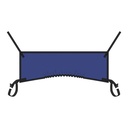 Navy B-PAN pannus sling laid flat, with the curved edge and loop straps