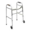 PCP 5052-W folding walker with two release levers, front wheels and rear tips