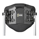 Rear of the Java back showing the quick release hardware on the chair tubes and the Java label