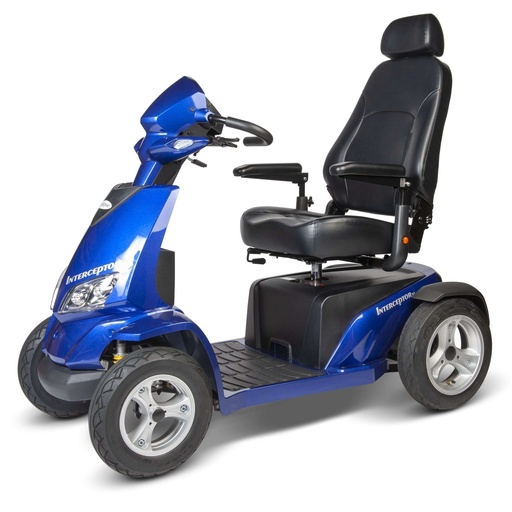 Interceptor S940GTX in Blue, front three-quarter view with the high-back seat and wrap-around handlebar