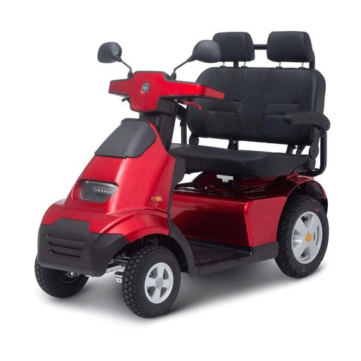 Red S4 Plus with the optional Dual Seat, a wide bench with two headrests