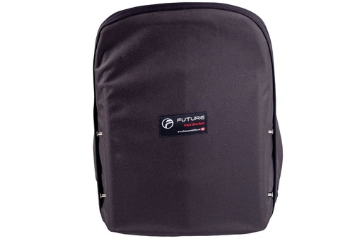 Back of the Prism Ultra Back with its Future Mobility label and the four mounting pins at the sides