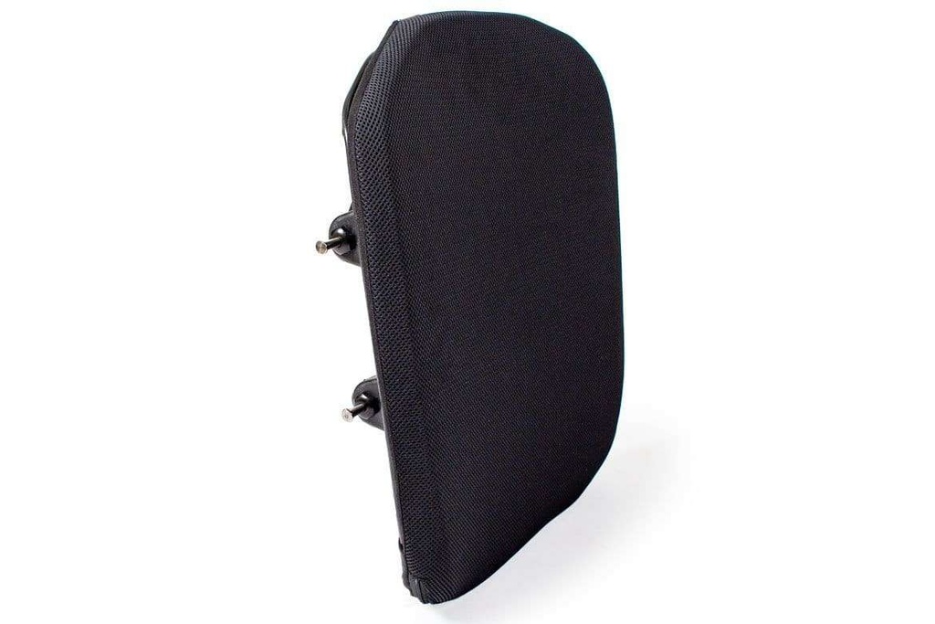Lunar Slim backrest from the side, black stretch cover with two mounting pins on the shell edge