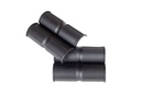 Four ribbed black cane inserts that fit inside the cane clamps on the wheelchair's back posts