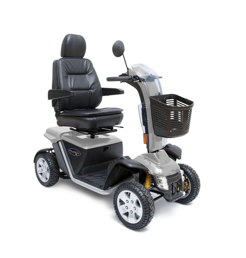 Pride Pursuit XL in Silver with a rear-view mirror on the tiller, three-quarter view
