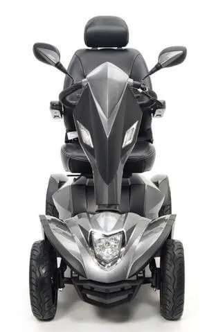 Front view of the Drive Cobra GT4 scooter showing its tiller, mirror and headlight