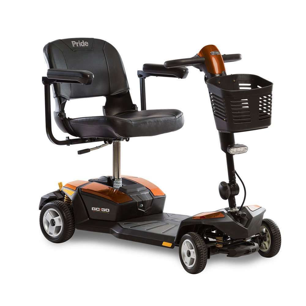 Go Go LX fitted with optional Sunburst Orange body inserts, front three-quarter view