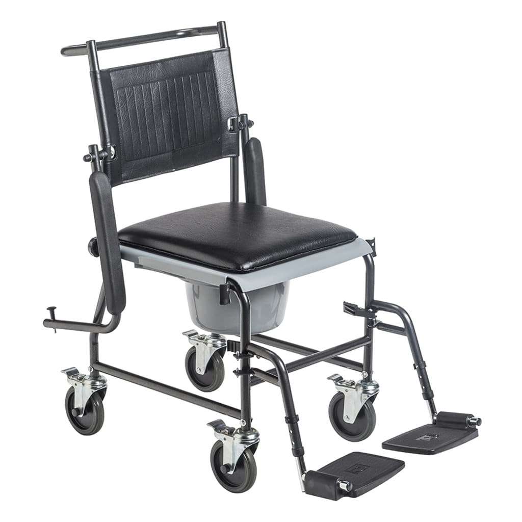 Drive Medical Upholstered Drop Arm Wheeled Commode 11120SV-1F