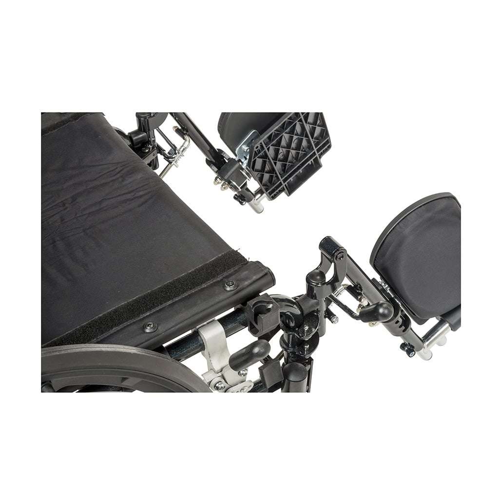 Front edge of the seat at its shorter depth, with the hook-and-loop strip along the edge