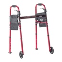 Drive Deluxe Folding Travel Walker with 5 in Wheels, Red, RTL10263KDR