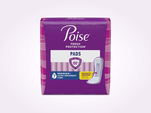 [036000549393] Poise Pads For Bladder Leaks, 7 Drop Ultra Absorbency, Long Length, 24 Count