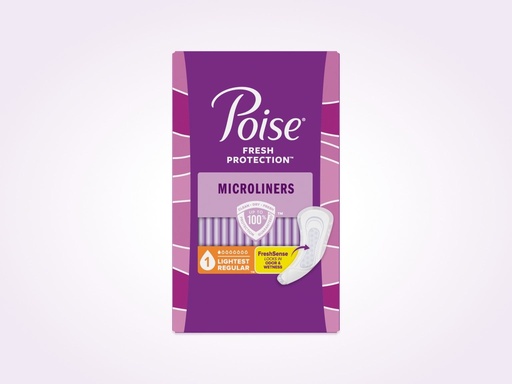 [036000448702] Poise Microliners For Bladder Leaks, 1 Drop Lightest Absorbency, Regular Length, 54 Count