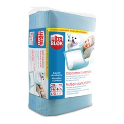 Ultrablok Disposable Incontinence Underpads for Bed and Furniture, Large and Small