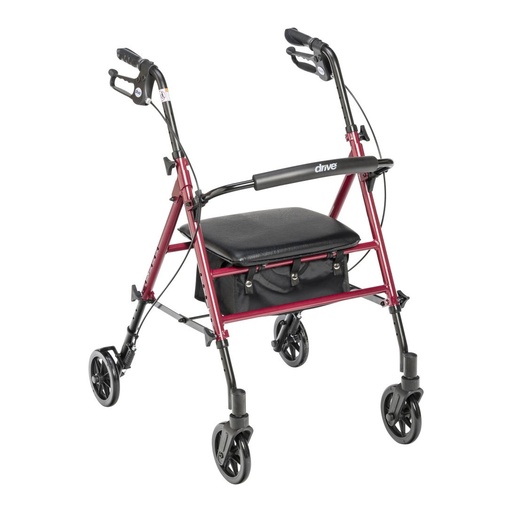 Drive Adjustable Height Rollator with 6 in Casters, Red, RTL10261RD