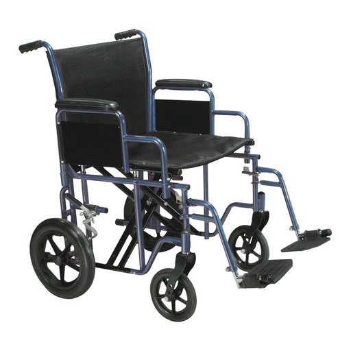 Drive Bariatric Steel Transport Chair 22 in Blue BTR22-B