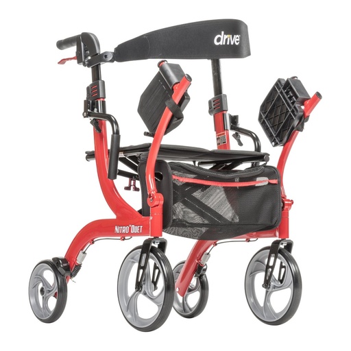 Drive Nitro Duet Rollator and Transport Chair, Red, RTL10266DT