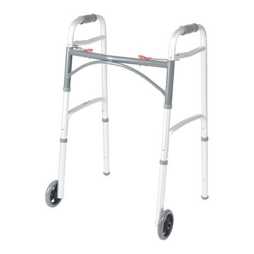 Drive Deluxe Two Button Folding Walker, Adult, 5 in Wheels