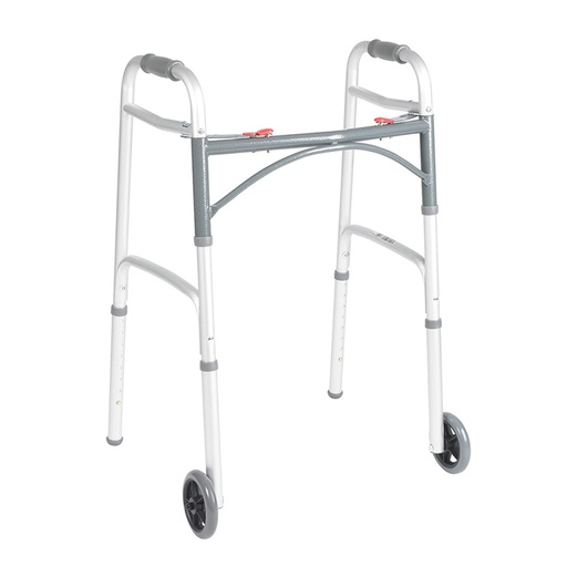 Drive 10210 Deluxe Folding Walker, Two Button, 5 Inch Wheels