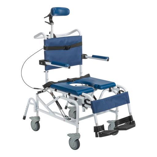 Drive Tilting Aluminum Rehab Shower Chair Commode - Attendant Propelled