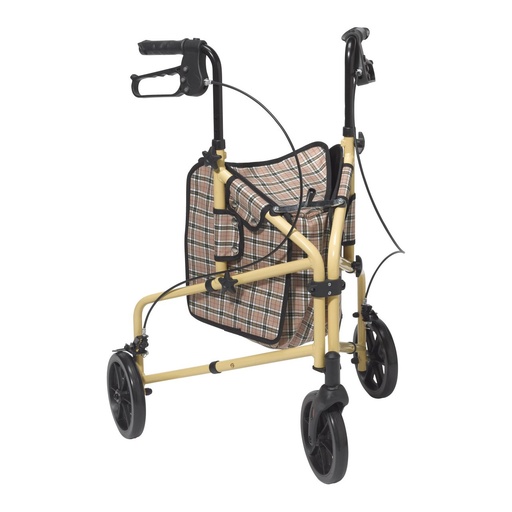 Drive Winnie Lite Supreme 3-Wheel Rollator with Tan Plaid Pouch, RTL199