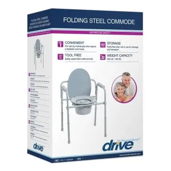 Drive medical folding steel commode rtl11158kdr