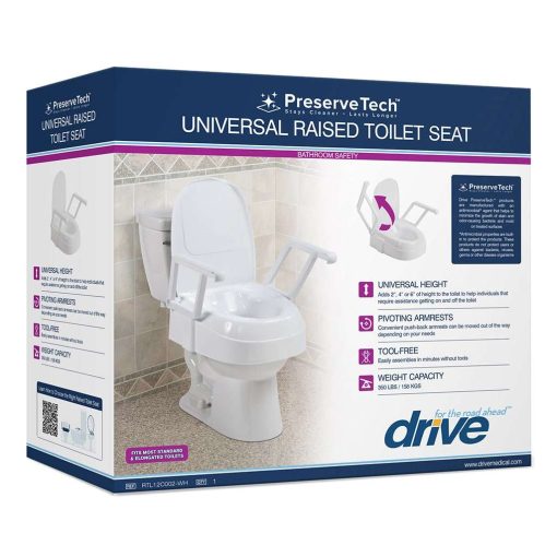 Preservetech universal raised toilet seat rtl12c002-wh