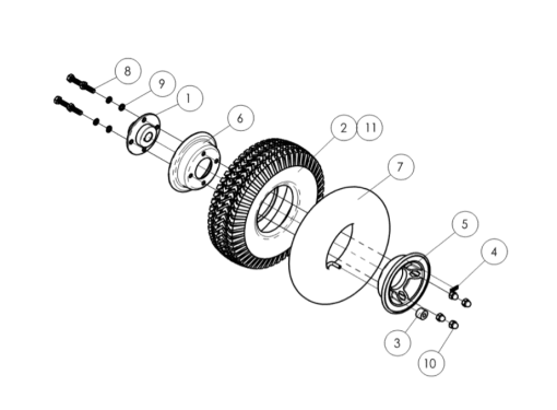 Fortress 1700 dt/ta rear wheel assembly hc-04750100 in toronto mobility specialties spare parts fortress 1700dt rear wheel assembly