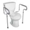 Toilet safety frame with padded arms